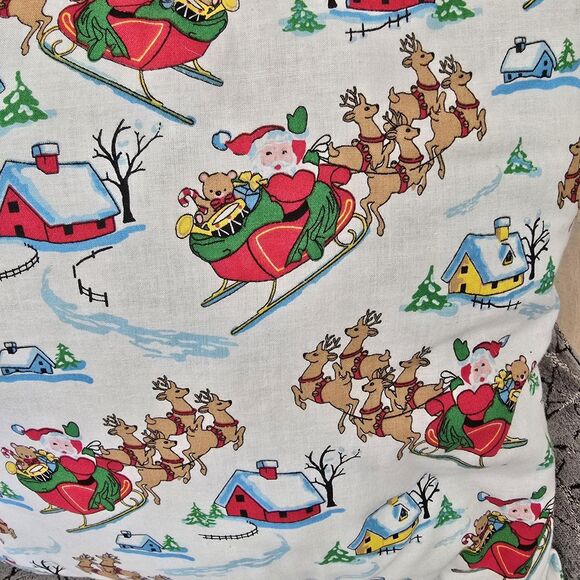 Vintage Handmade Christmas Santa Throw Pillow Pair 14x14 Holiday - Picture 5 of 9